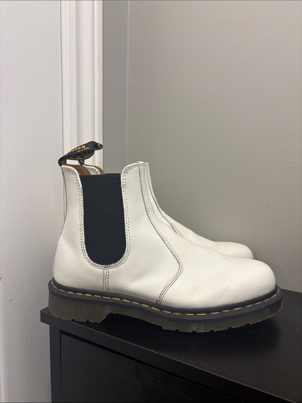 Dr. Martens 2976 Yellow Stitch Smooth Leather Chelsea Boots